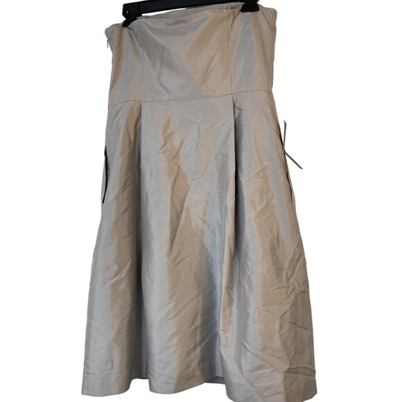 Ann Taylor Strapless Gray Silk Satin Dress Optional Straps & Scarf Size 8 10013 - Picture 5 of 10